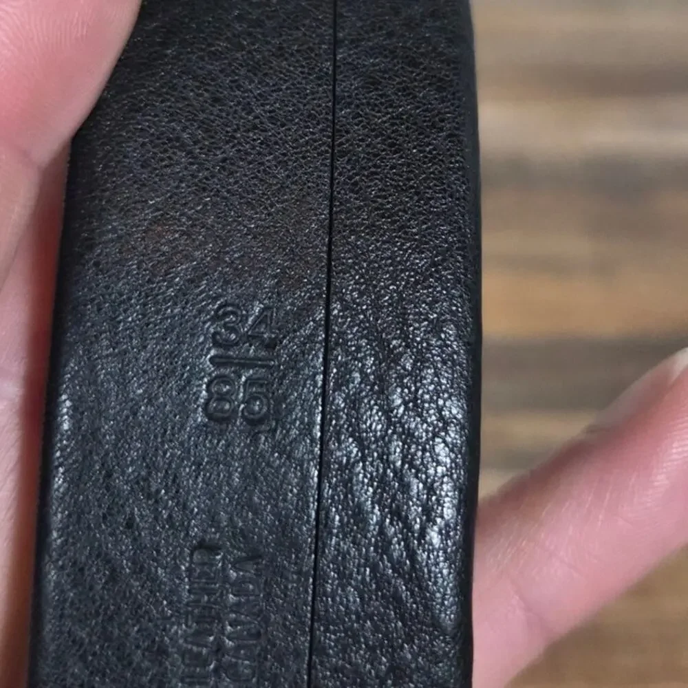 Bosca Vintage Black Leather Men's Belt with Silver Buckle Size 34